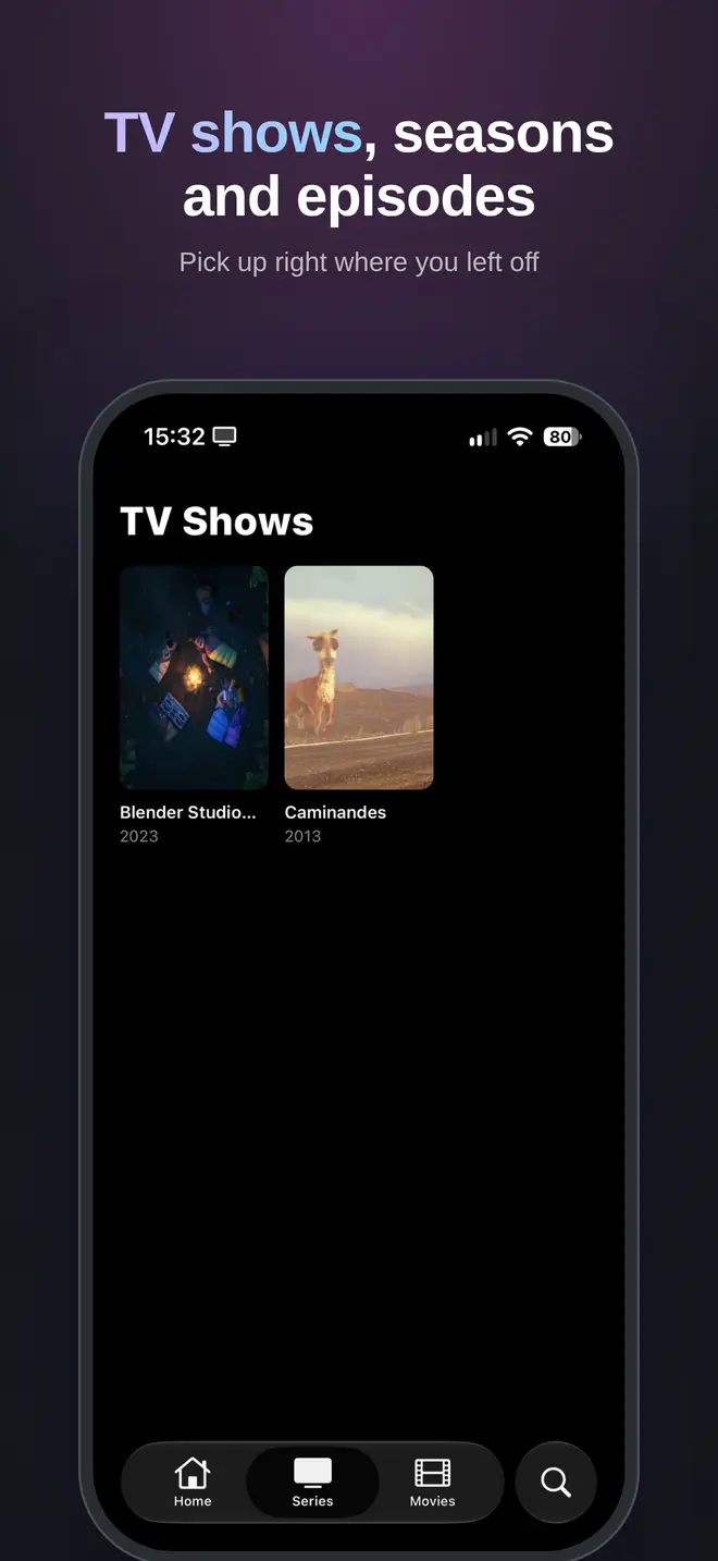 TV shows grid with series posters